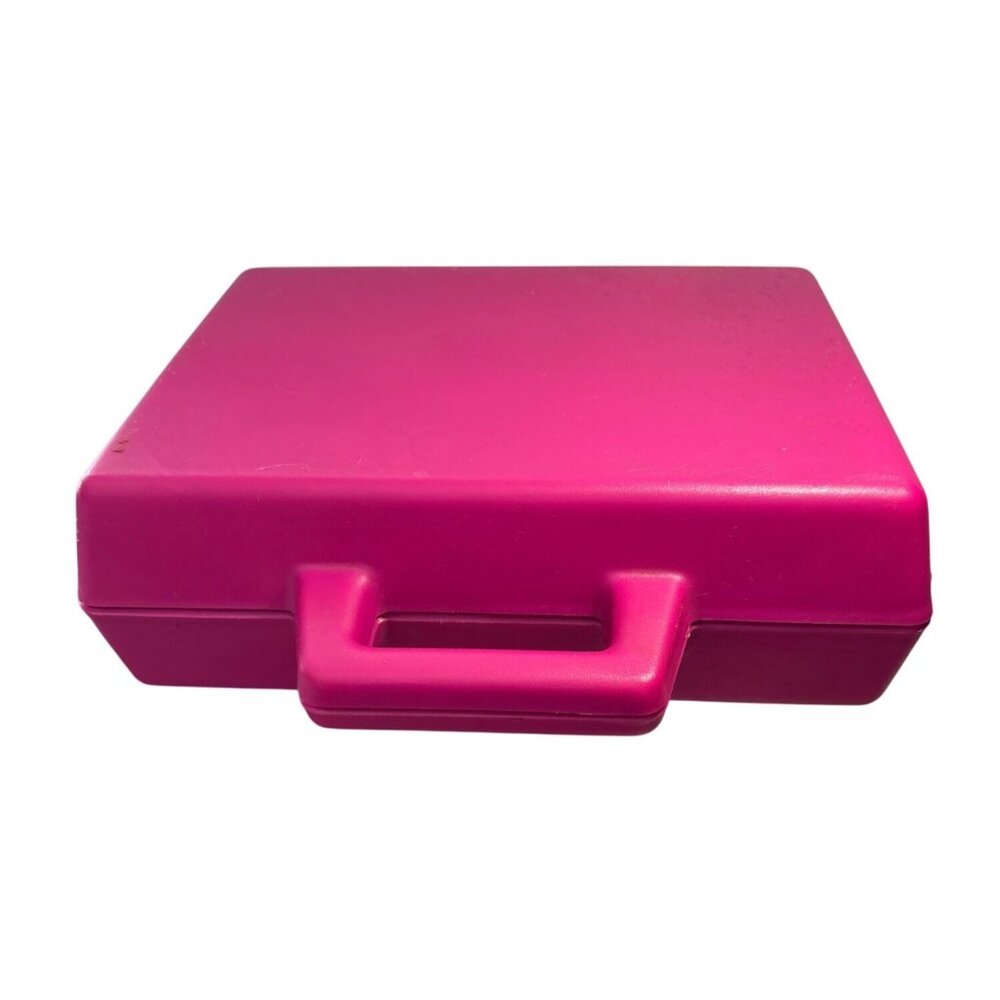 Vintage Barbie Pink Plastic Storage Carrying Case With Handle & Hinges 13 x 9.5"
